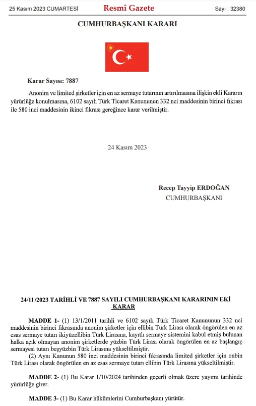 Şirket kuracaklar dikkat! Anonim ve limited şirketlerin asgari sermaye tutarları tek seferde 5 kat arttı