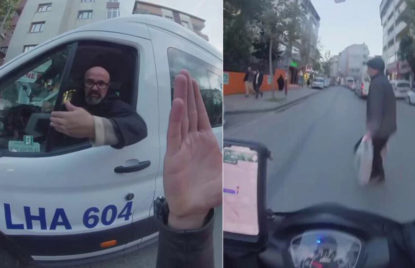 Moto kuryeden servis şoförüne 'Polat Alemdar' tepkisi