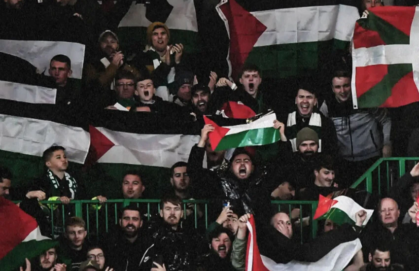 UEFA Şampiyonlar Ligi'ne Celtic taraftarı damga vurdu: Lazio deplasmanında da Filistin bayrağı açtılar