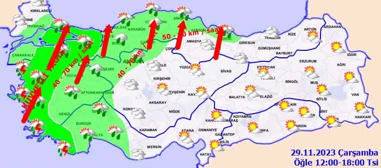 İstanbul dahil 21 ilde fırtına alarmı! 80 kilometre hızla geliyor... (29 Kasım il il hava durumu)