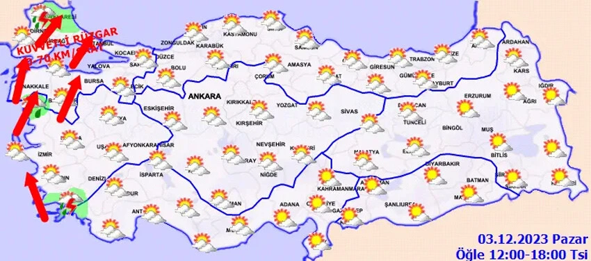 Meteoroloji hava durumu raporunu paylaştı:  Şiddetli yağış ve fırtına var...  Bugün hava nasıl olacak? İstanbul, Ankara, İzmir ve il il 3 Aralık hava durumu...