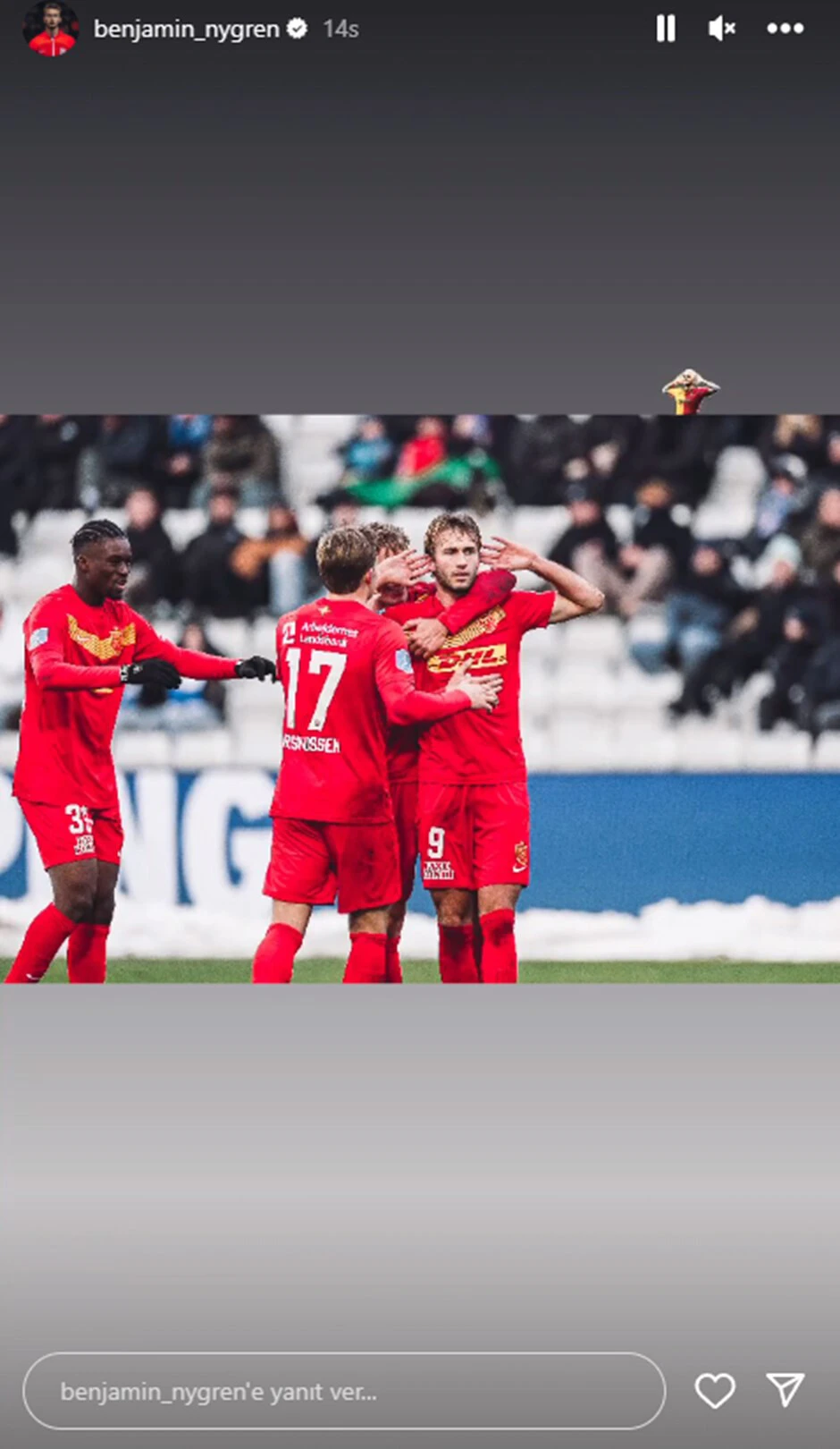 Fenerbahçe'ye hat-trick yapan Benjamin Nygren'den Mauro Icardili paylaşım