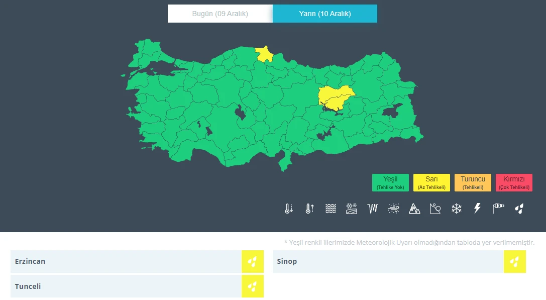Meteoroloji'den şiddetli sağanak ve fırtına uyarısı: Sarı kodlu alarm verildi (10 Aralık hava durumu)