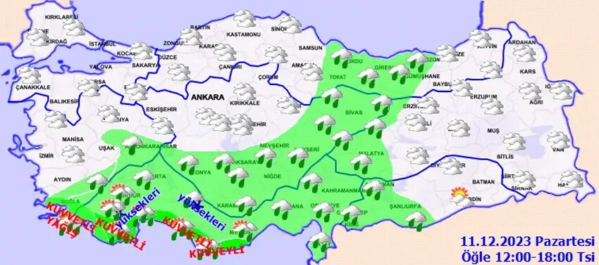 Bugün hava nasıl, yağmur yağacak mı?  Meteoroloji'den 3 il için sarı kodlu uyarı! İstanbul, Ankara, İzmir ve il il 11 Aralık hava durumu