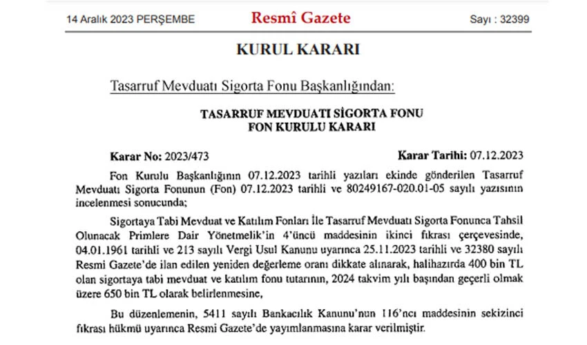 Resmi Gazete'de yayımlandı... Mevduatta devlet güvencesi artırıldı