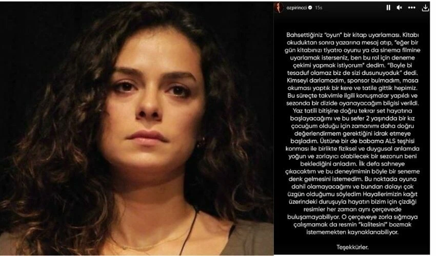 'Diziye başlayınca tiyatro ekibini yüzüstü bıraktı' iddiasına Özge Özpirinçci’den sert cevap