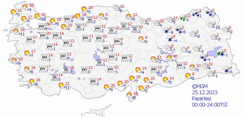 Meteoroloji'den 21 il için uyarı... Doğu'da yoğun kar: 1024 yolu ulaşıma kapattı! Bugün hava nasıl olacak? İstanbul, Ankara, İzmir ve il il 24 Aralık hava durumu