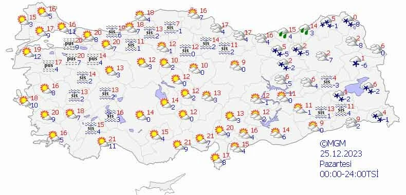 Kar, kış, kıyamet! Haftanın ilk gününde Meteoroloji'den uyarı üstüne uyarı: 30 santimi bulabilir (25 Aralık 2023 Pazartesi il il hava durumu)