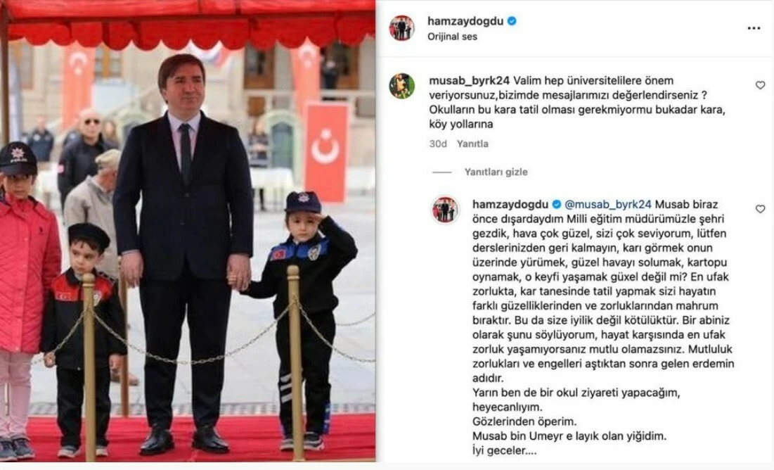 Valinin kar tatili isteyen öğrenciye cevabı sosyal medyada gündem oldu
