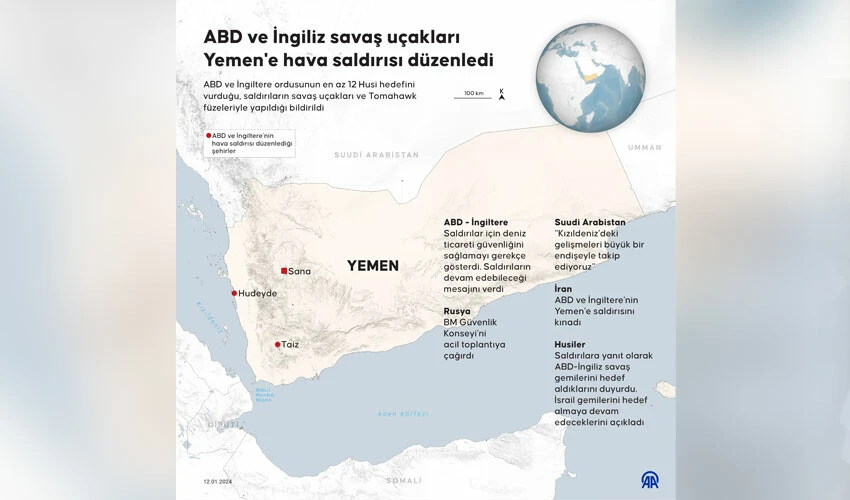 2024 yılının ilk savaşı! ABD ve İngiltere Husi hedeflerini vurdu, misilleme saldırı geldi! Yemen'de son durum...