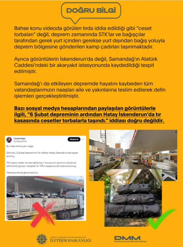 Cumhurbaşkanlığı'ndan 'cesetler torbalarla taşındı' iddiasına yalanlama