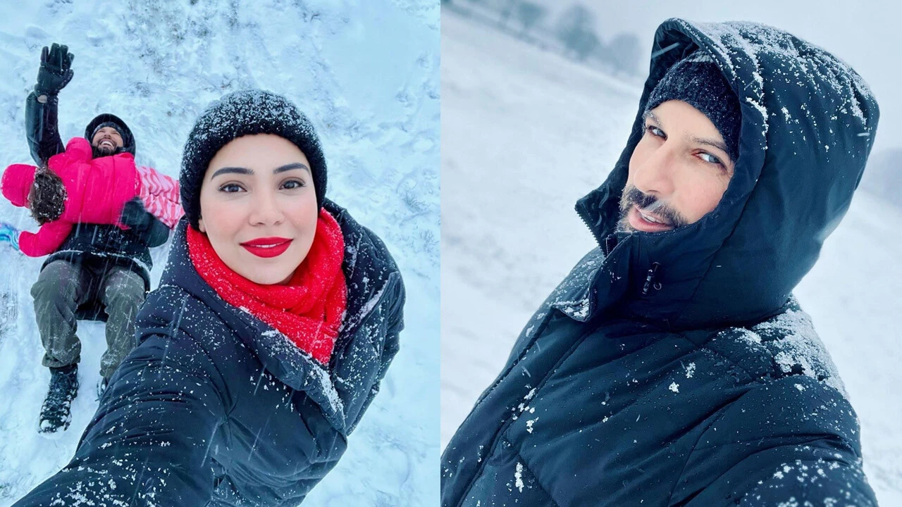 Tarkan'dan ailesiyle kar pozu