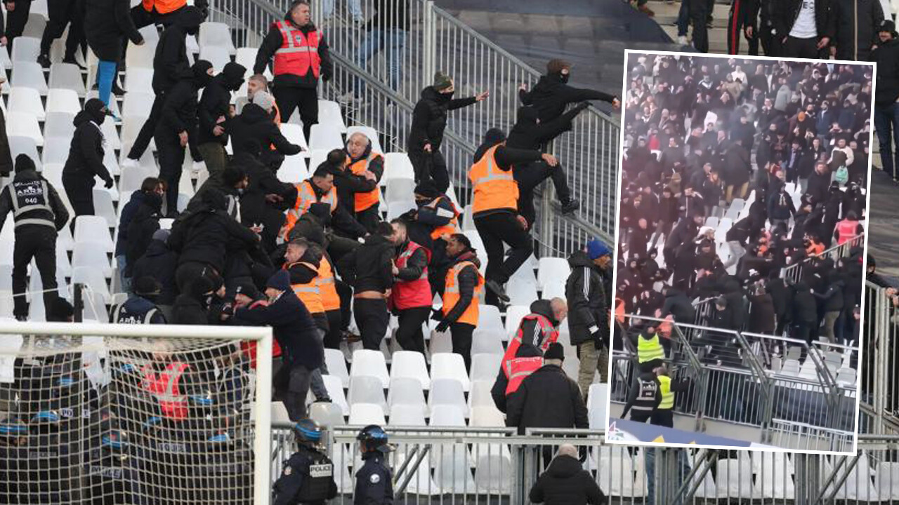 Nice-Bordeaux maçında taraftarlar arasında kavga çıktı! Futbolcuya sis bombası atıldı