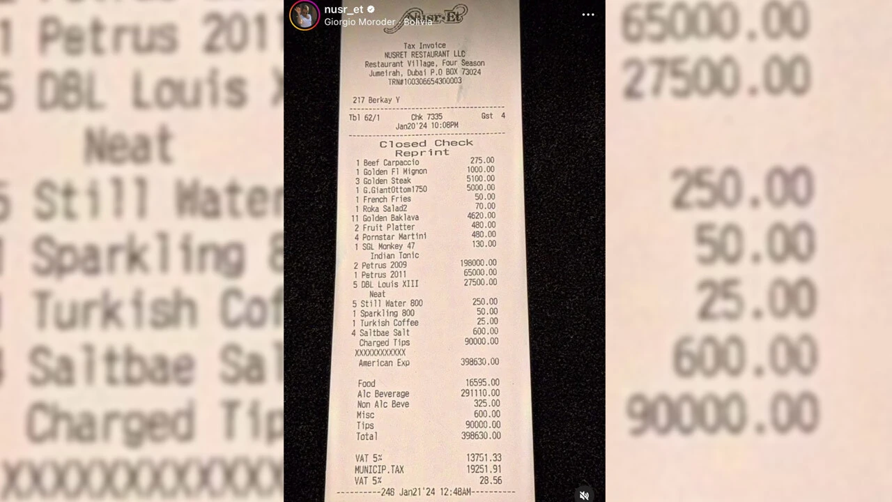 Nusret restoranında kesilen adisyonu paylaştı: Görenler hayrete düştü 