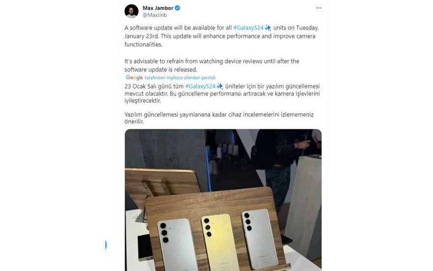 Kamera incelemeleri sizi yanıltmasın...Samsung, Galaxy S24 serisi için harekete geçti