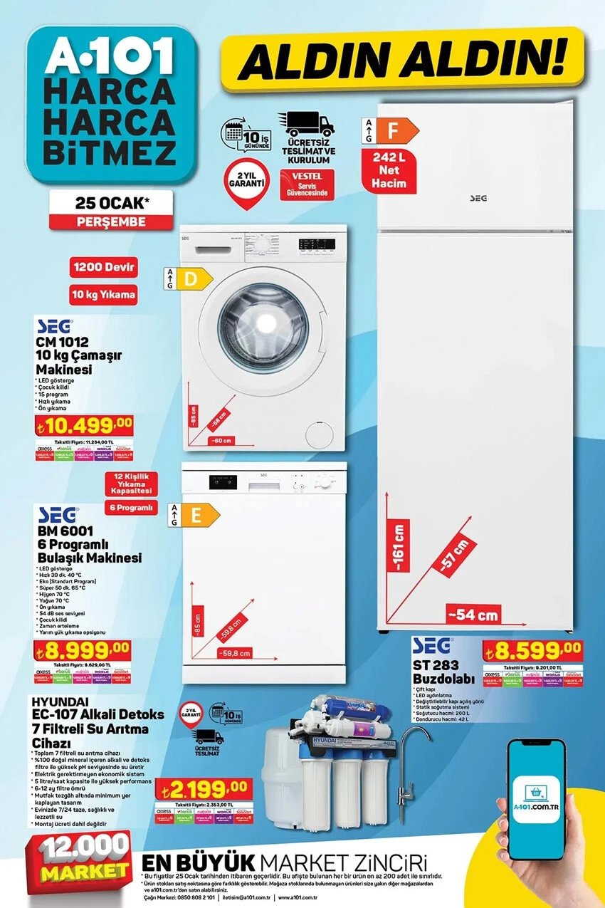 A101 aktüel kataloğunda tam altın fiyatına evinizi dizebilirsiniz! Koltuktan televizyona, buz dolabından bulaşık makinesine her şey A101'de...
