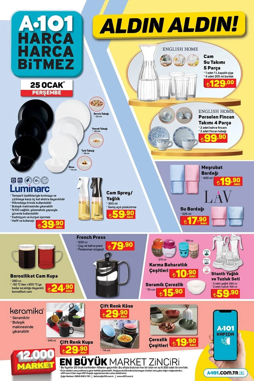 A101 aktüel kataloğunda tam altın fiyatına evinizi dizebilirsiniz! Koltuktan televizyona, buz dolabından bulaşık makinesine her şey A101'de...