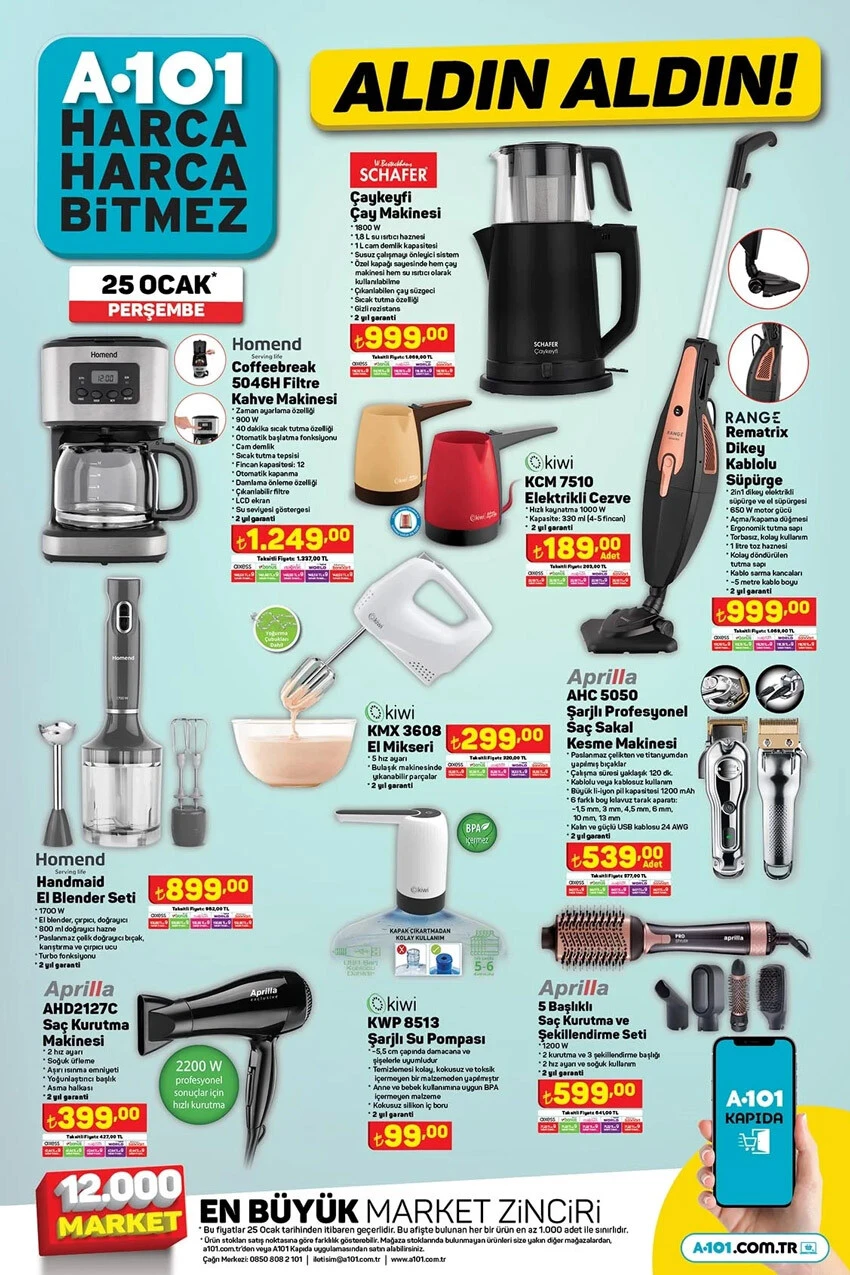 A101 aktüel kataloğunda tam altın fiyatına evinizi dizebilirsiniz! Koltuktan televizyona, buz dolabından bulaşık makinesine her şey A101'de...