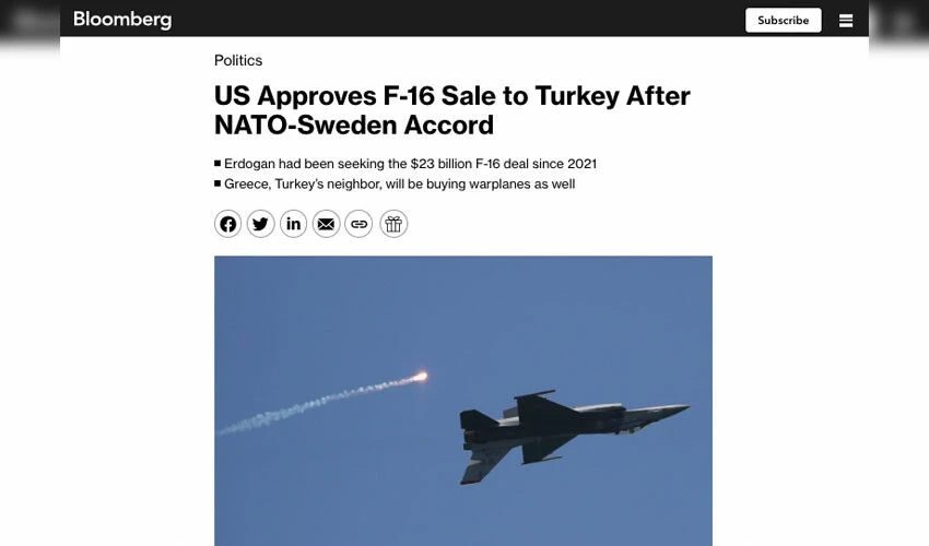 ABD'nin Türkiye'ye F-16 onayı dünya basınında - 3. Resim