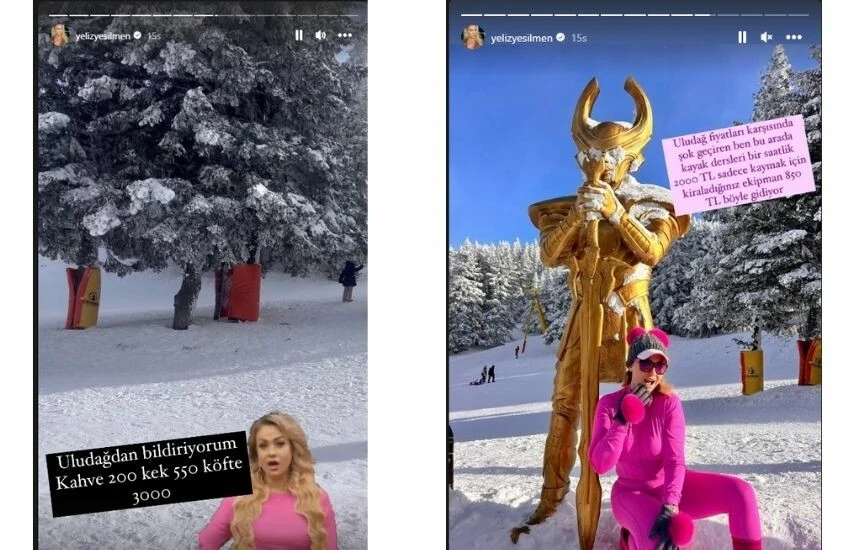Uludağ’da tatil yapan Yeliz Yeşilmen, dudak uçuklatan fiyatları açıkladı: Kim veriyor bunları
