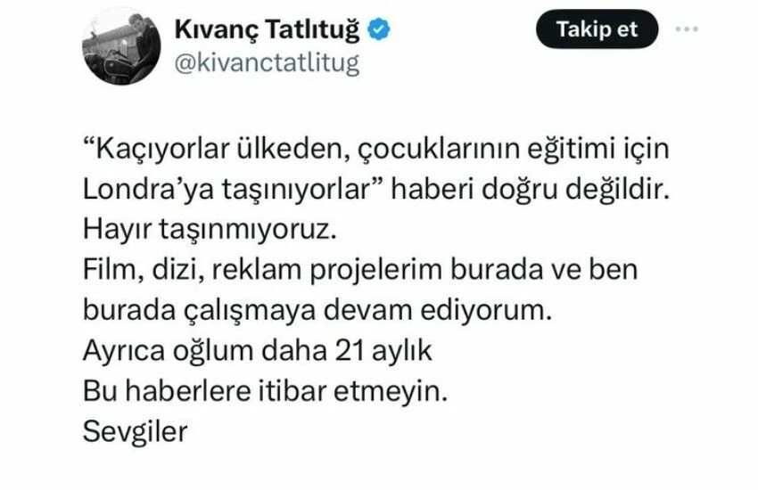 Kıvanç Tatlıtuğ’dan ‘Londra’ya taşınıyorlar’ haberleriyle ilgili ilk açıklama
