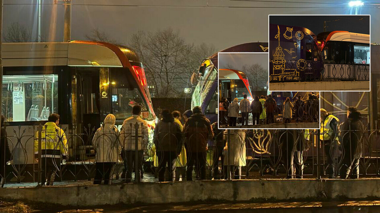 İstanbul&#039;da iki tramvay kafa kafaya çarpıştı