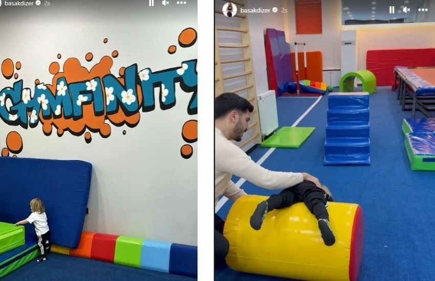 Başak Dizer, oğlu Kurt Efe’nin spor yaptığı anları paylaştı. - 1. Resim