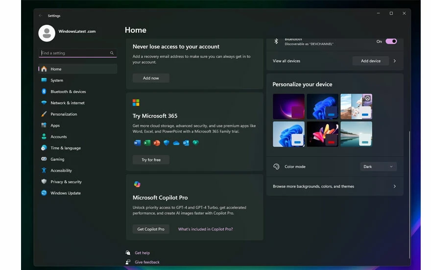 20 dolarlık Copilot Pro, Windows 11'in  'Ayarlar' mesününe sessiz sedasız yerleştirildi - 1. Resim