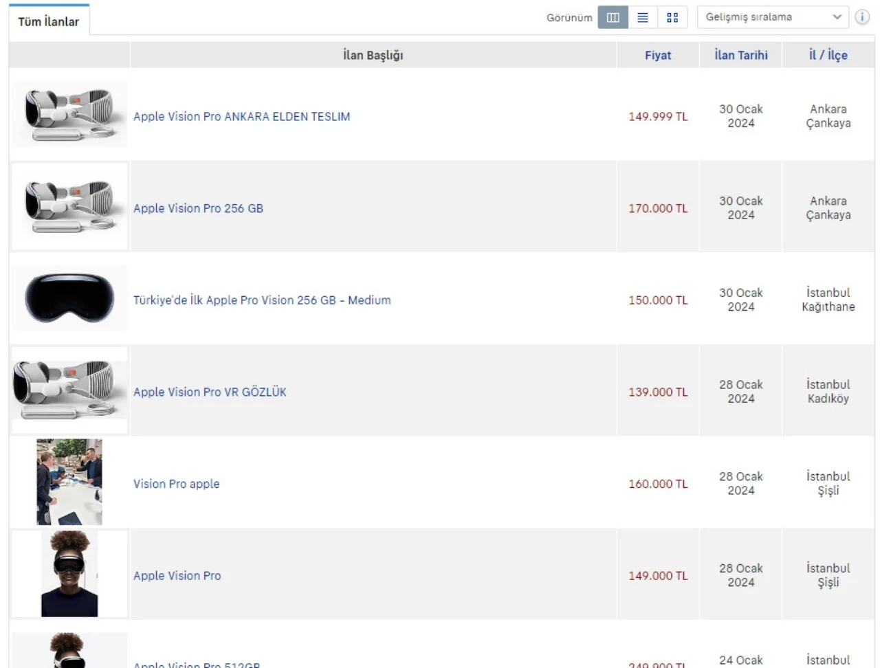 Türkiye'de satışa çıkmayan Apple Vision Pro ilan sitelerinde boy gösterdi - 1. Resim