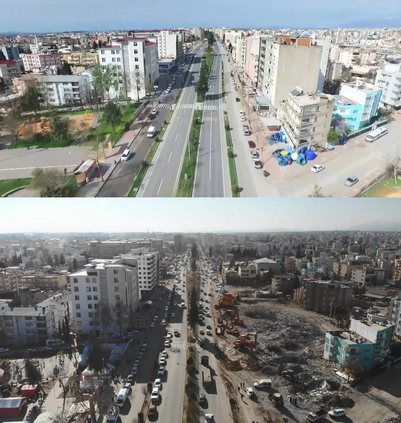 Cıvıl cıvıl caddeler artık yok! Depremin öncesi sonrası kareleri dehşeti ortaya serdi - 3. Resim