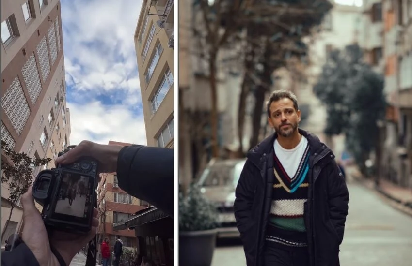 Sokak fotoğrafçısının isteğini kırmayan Erkan Kolçak Köstendil, böyle poz verdi