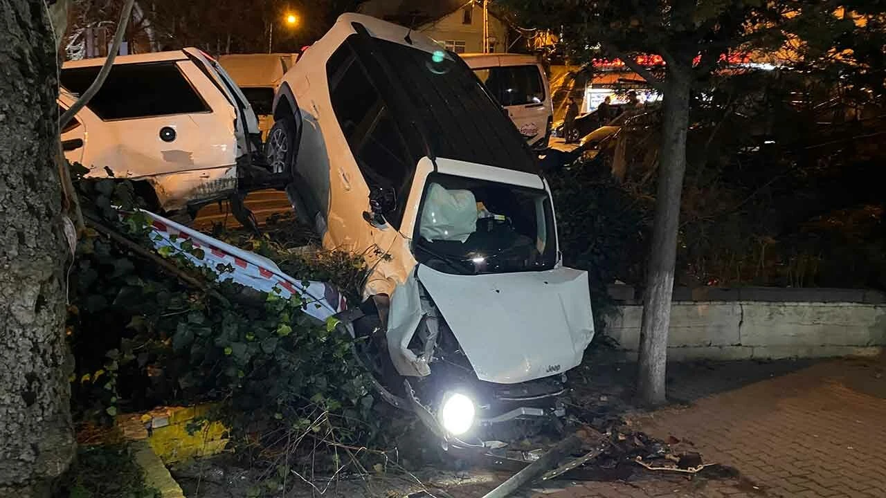 Eyüpsultan'da feci kaza: Virajı alamayan araç çay bahçesine uçtu - 1. Resim