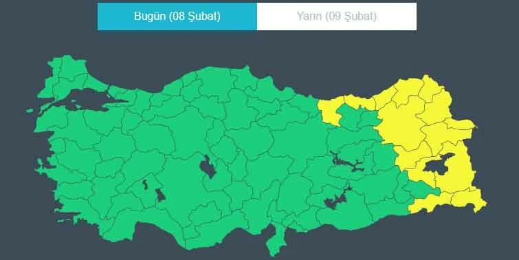 Fırtına, yağmur, çığ... Meteoroloji'den 14 il için sarı kodlu uyarı! İşte 8 Şubat il il hava durumu