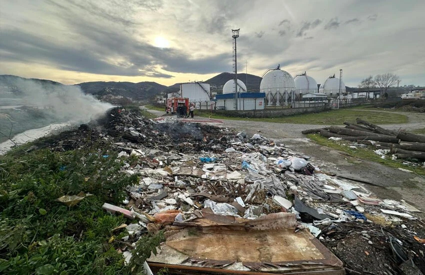 Gaz dolum tesisi yanında korkutan yangın!