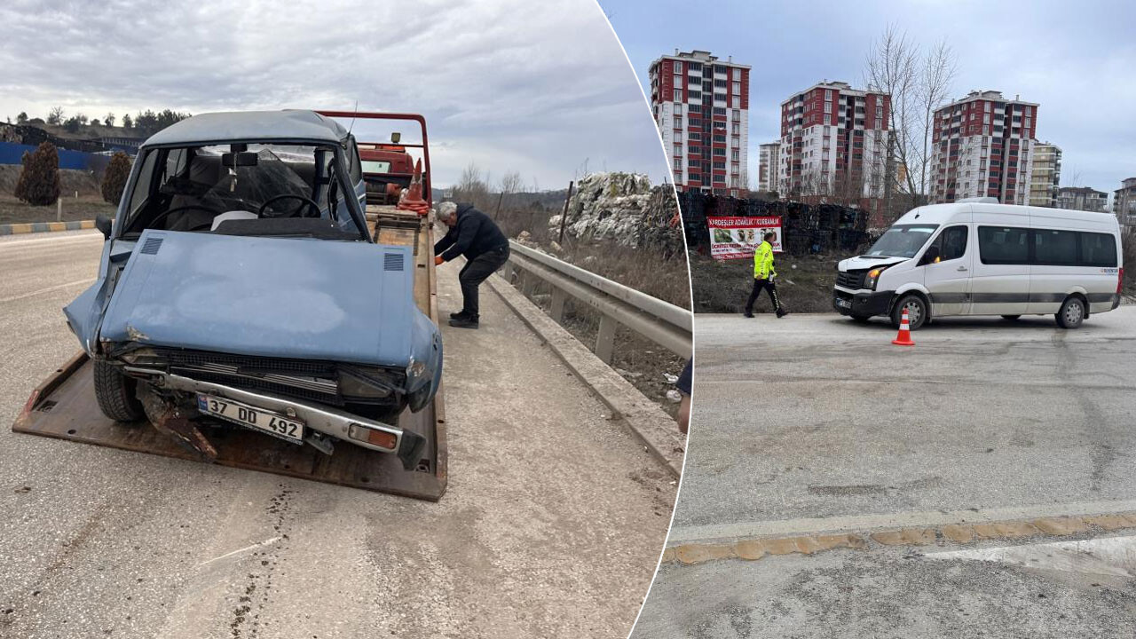 İşçi servisi ile otomobil çarpıştı: Yaralılar var