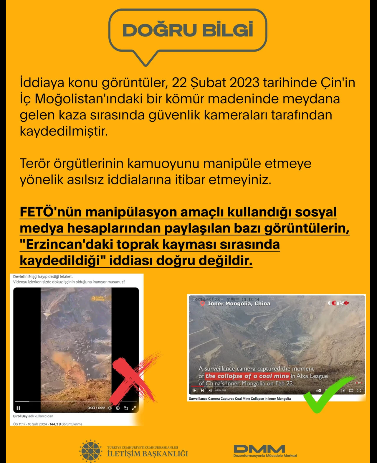 İletişim Başkanlığı: FETÖ hesaplarından paylaşılan toprak kayması görüntüleri doğru değil