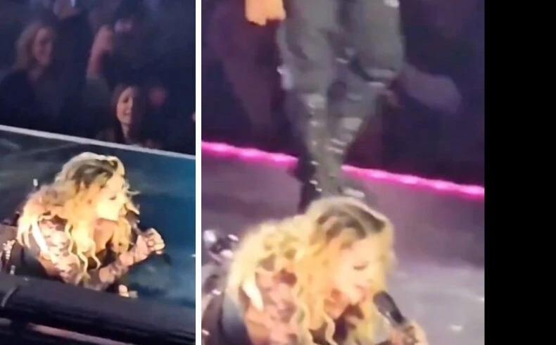 Sahnede yere düşen Madonna, profesyonelliğini konuşturdu