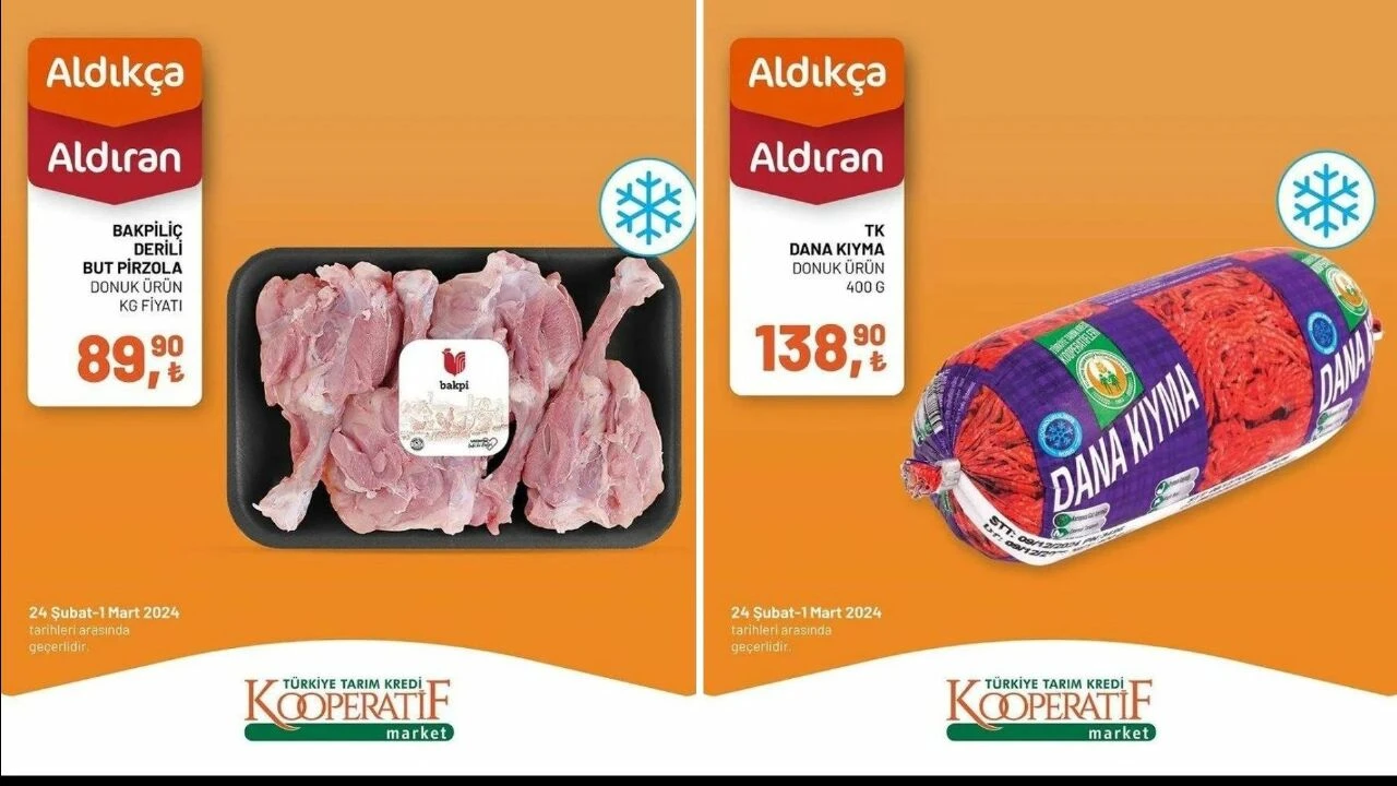 Cumhurbaşkanı Erdoğan'ın fiyatları indirin demişti! Tarım Kredi Kooperatif Marketlerde Ramazan fırsatlarında 24 Şubat-1 Mart dana kıyma 138 TL
