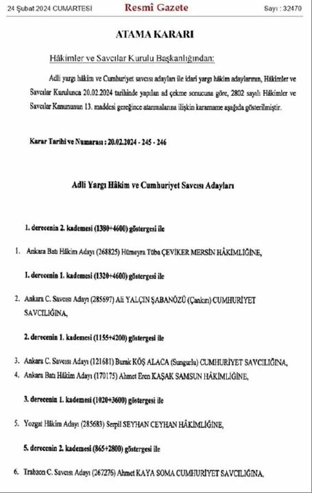 Son dakika: HSK atama kararları Resmi Gazete'de yayımlandı - 1. Resim