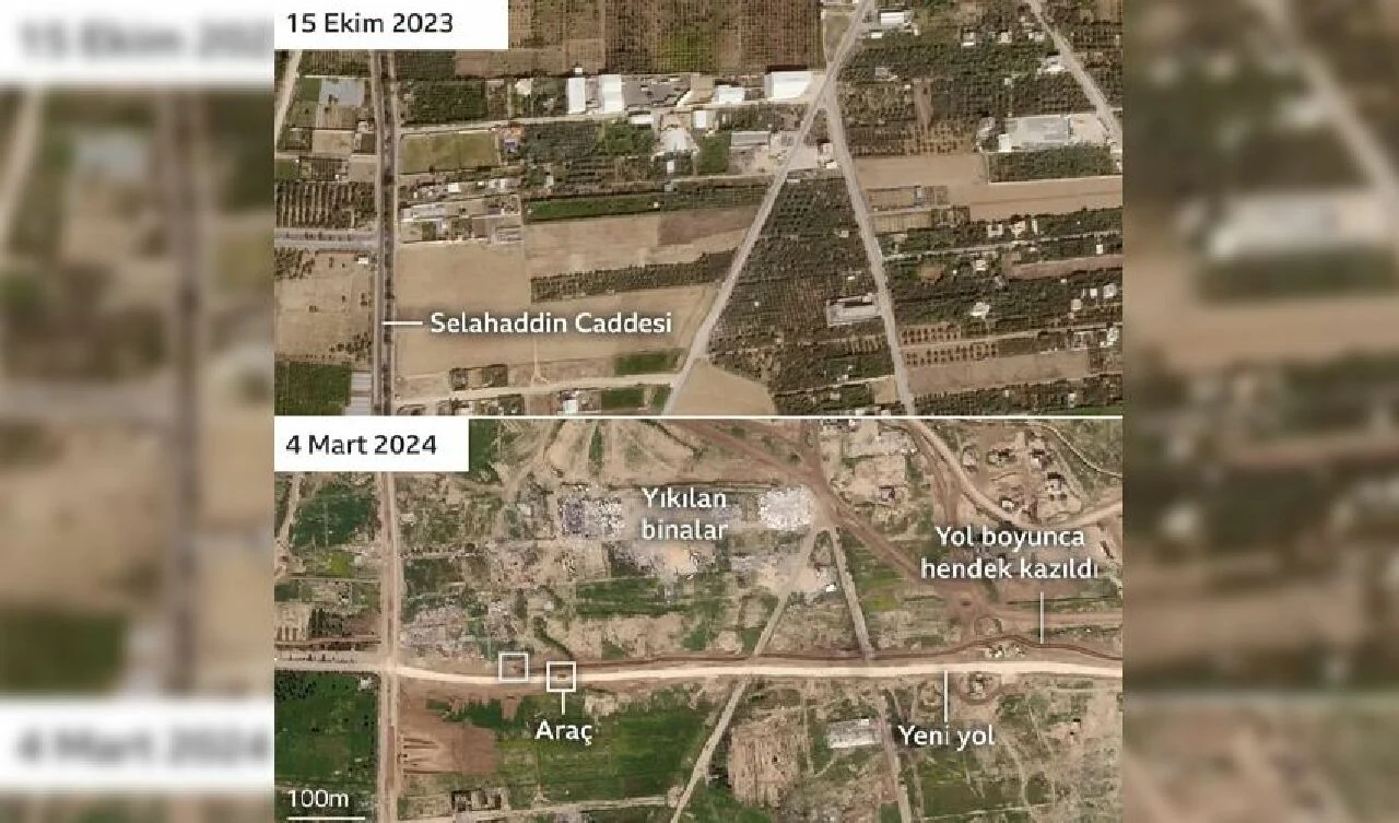 İsrail'in Gazze'deki stratejik yeni yolu! Uydu görüntüleriyle belgelendi - 1. Resim