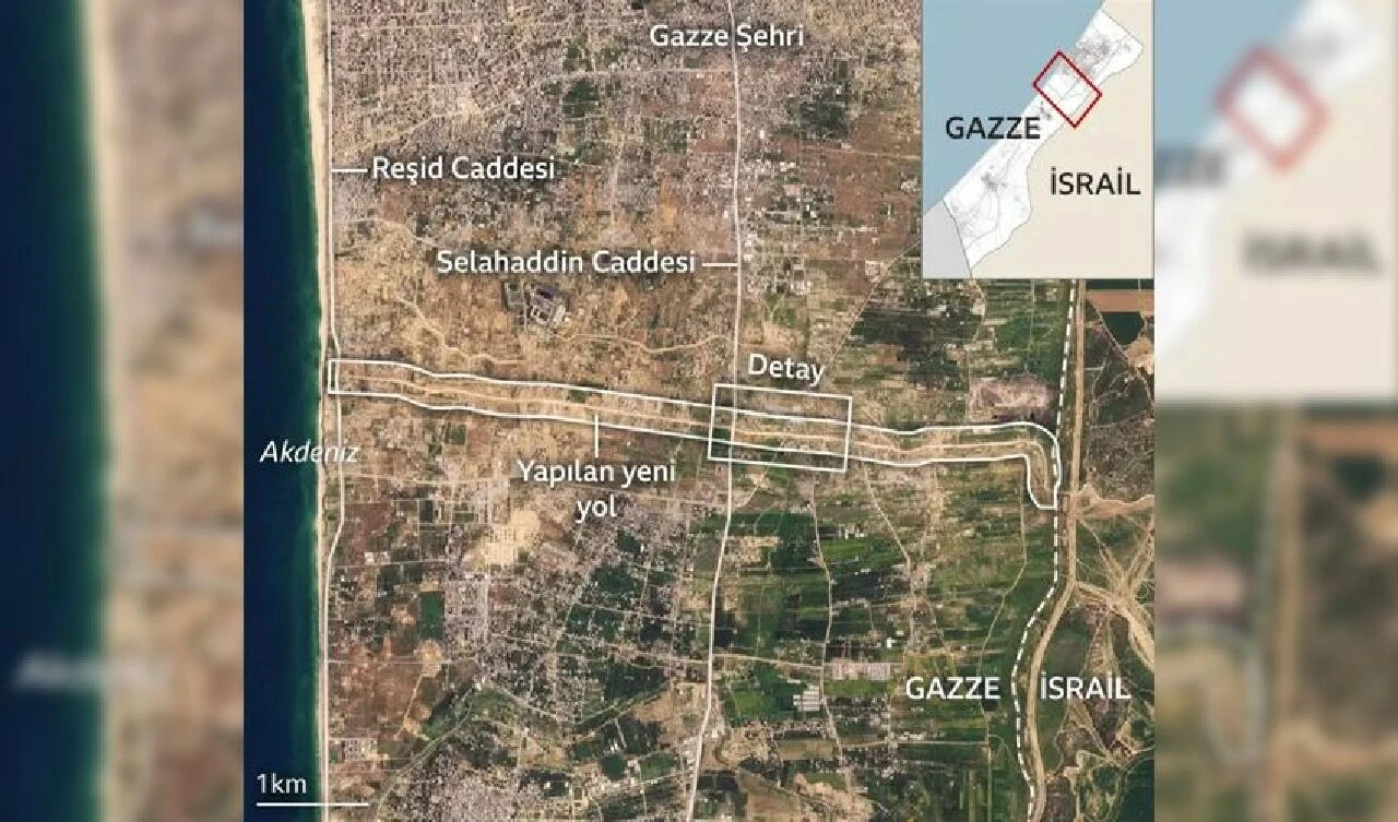 İsrail'in Gazze'deki stratejik yeni yolu! Uydu görüntüleriyle belgelendi - 2. Resim
