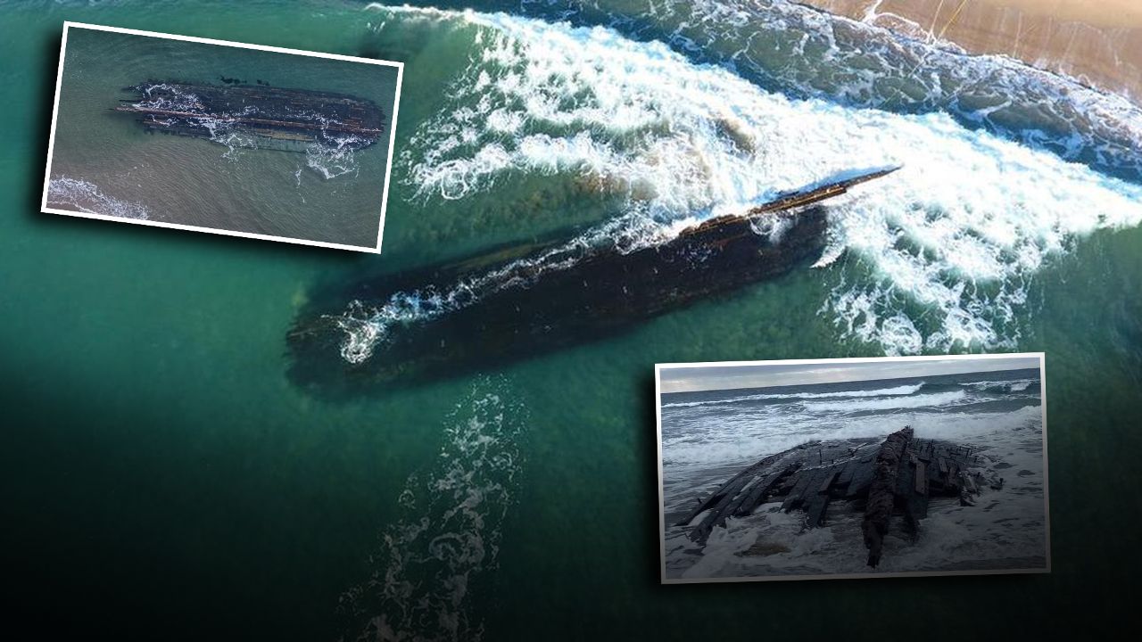 Dalgalar denizin dibinden kıyıya fırlattı! Kumdaki 30 metrelik hayalet