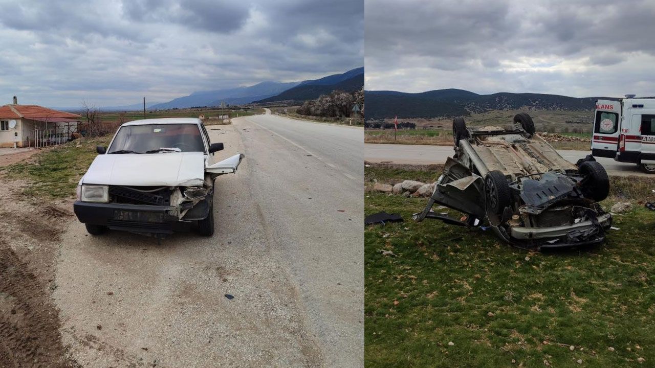 Afyonkarahisar&#039;da feci kaza! 2 otomobil birbirine girdi: 5 kişi yaralı