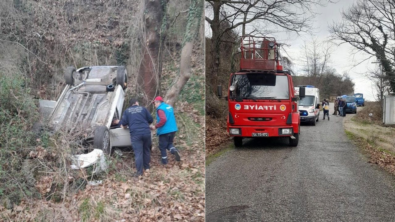 Sakarya&#039;da feci kaza! Otomobil takla atıp şarampole yuvarlandı: Yaralılar var