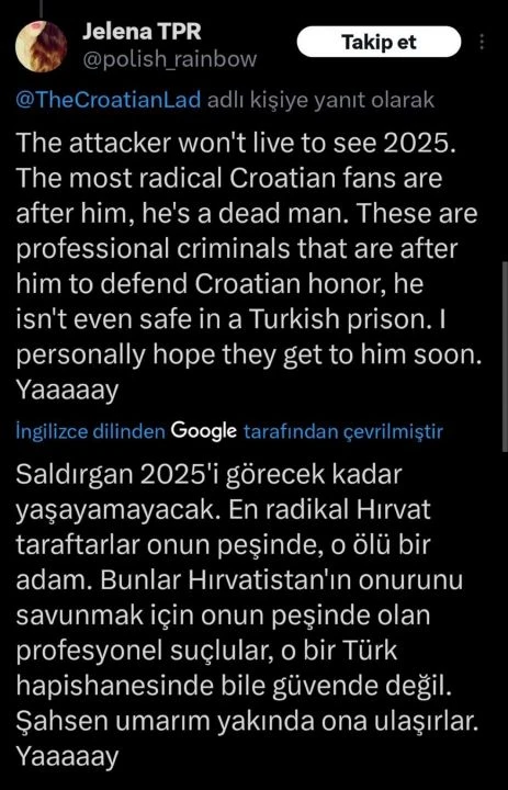 Hırvatlardan Livakovic'e saldıran Trabzon taraftarına tansiyonu yükseltecek tehdit