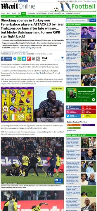 Trabzonspor-Fenerbahçe maçı dünya basınında! Rezalet sınırları aştı... 