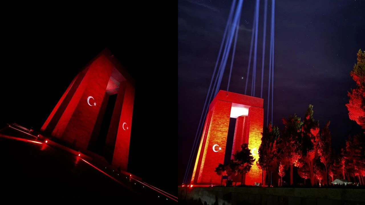 Şehitler Abidesi'nde Türk bayrağı şöleni 