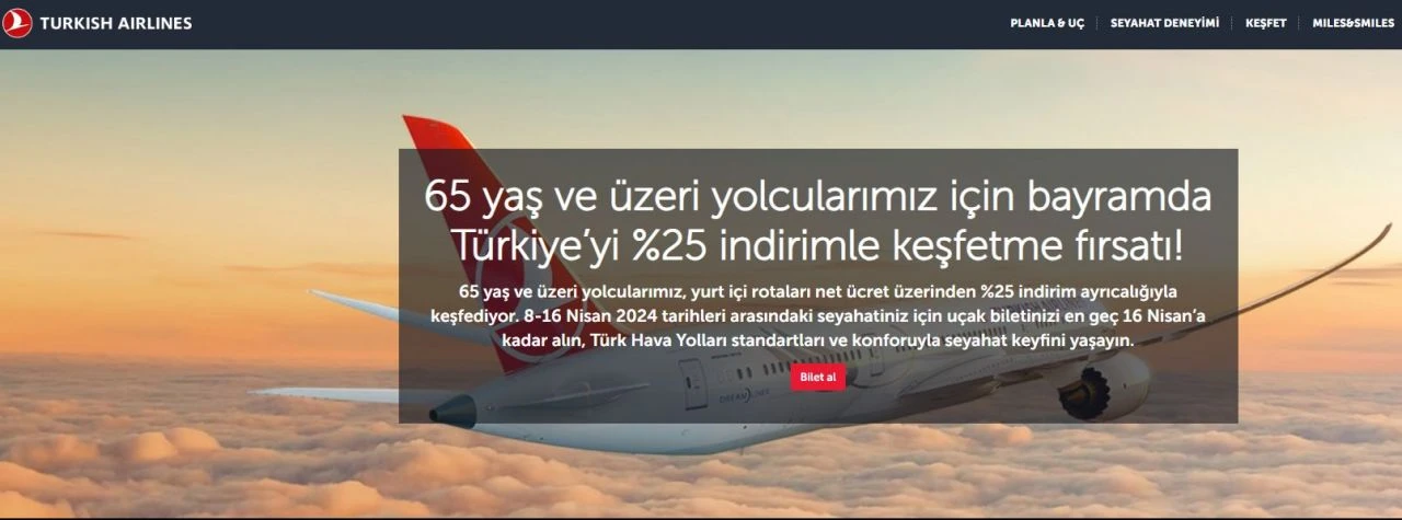 THY'den sevindiren haber: 65 yaş üstü yolculara yüzde 25 indirim sağlanacak - 1. Resim