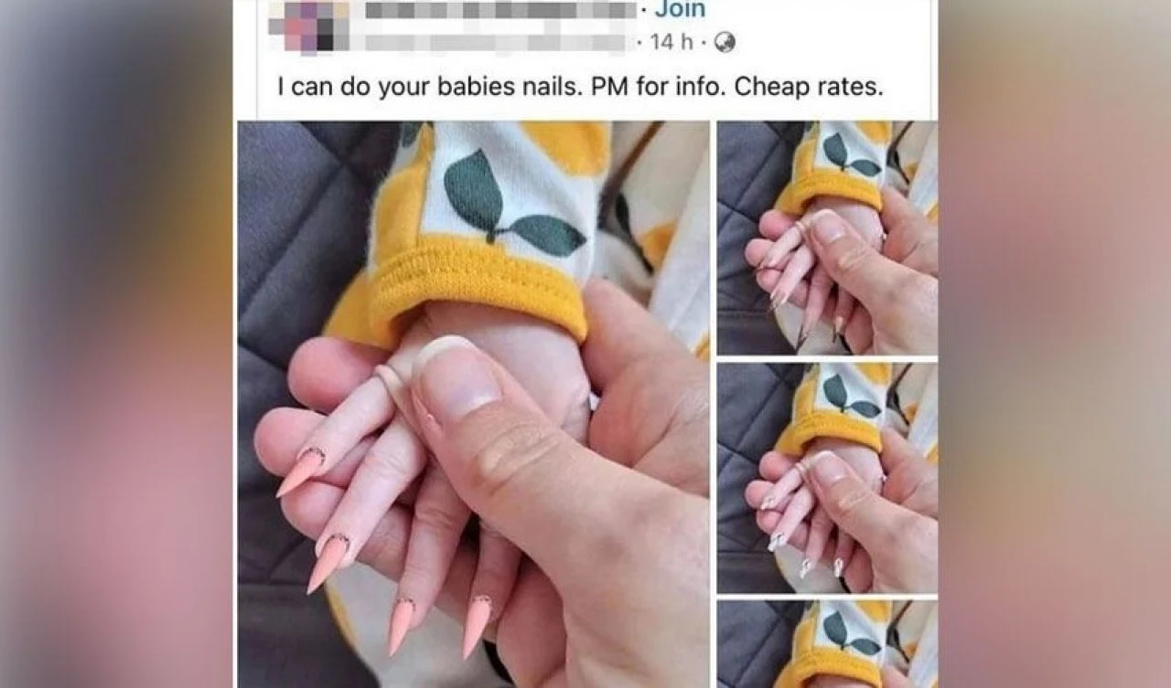 Sosyal medyayı karıştıran fotoğraf: Uzun takma tırnaklı bebek dehşete düşürdü