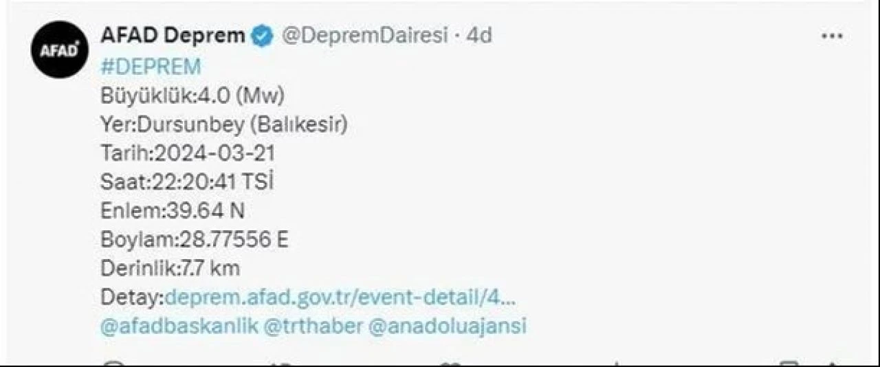 Balıkesir'de 4.0 büyüklüğünde deprem oldu - 1. Resim